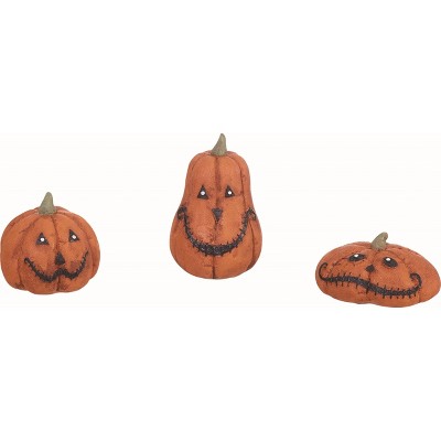 Transpac Resin Orange Halloween Stitch Pumpkin Figurines Set of 3