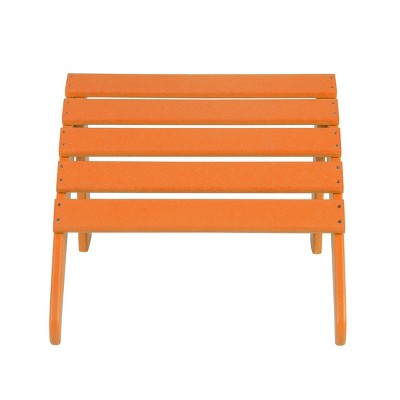 Orange HDPE Outdoor Adirondack Chair with Ottoman Set