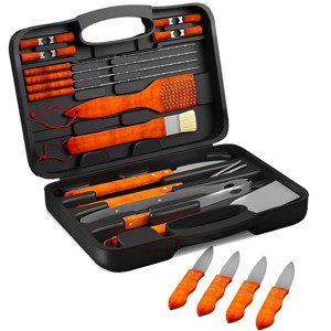 Hastings Home 22-Piece Stainless Steel Barbecue Grill Set and Accessories With Wooden Handles - 1 of 4