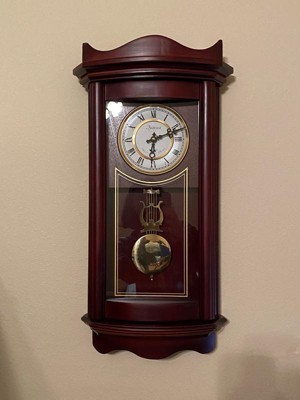 Bedford Clock Collection Weathered Chocolate Cherry Wood 25 Inch Wall ...