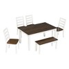 Whisen Rustic Style 6-Piece Dining Room Table Set with 4 Upholstered Chairs and 1 Bench - 3 of 4