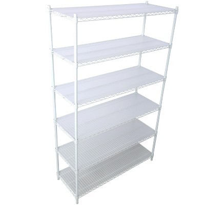 Vynxaria White Heavy Duty Utility Storage Shelves with Wheels - 6 Tier, 6000 lbs Capacity, 84"H x 48"L x 20"D