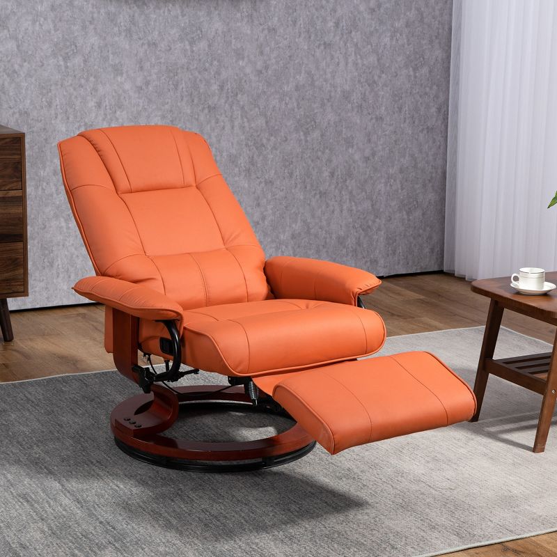 HOMCOM Faux Leather Manual Recliner, Adjustable Swivel Lounge Chair with Footrest, Armrest and Wrapped Wood Base for Living Room, 3 of 7