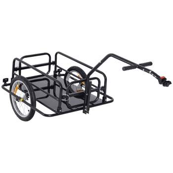 Aosom Foldable Bike Cargo Trailer Cart with Hitch, 88 lbs. Capacity, 16' Wheels, Black