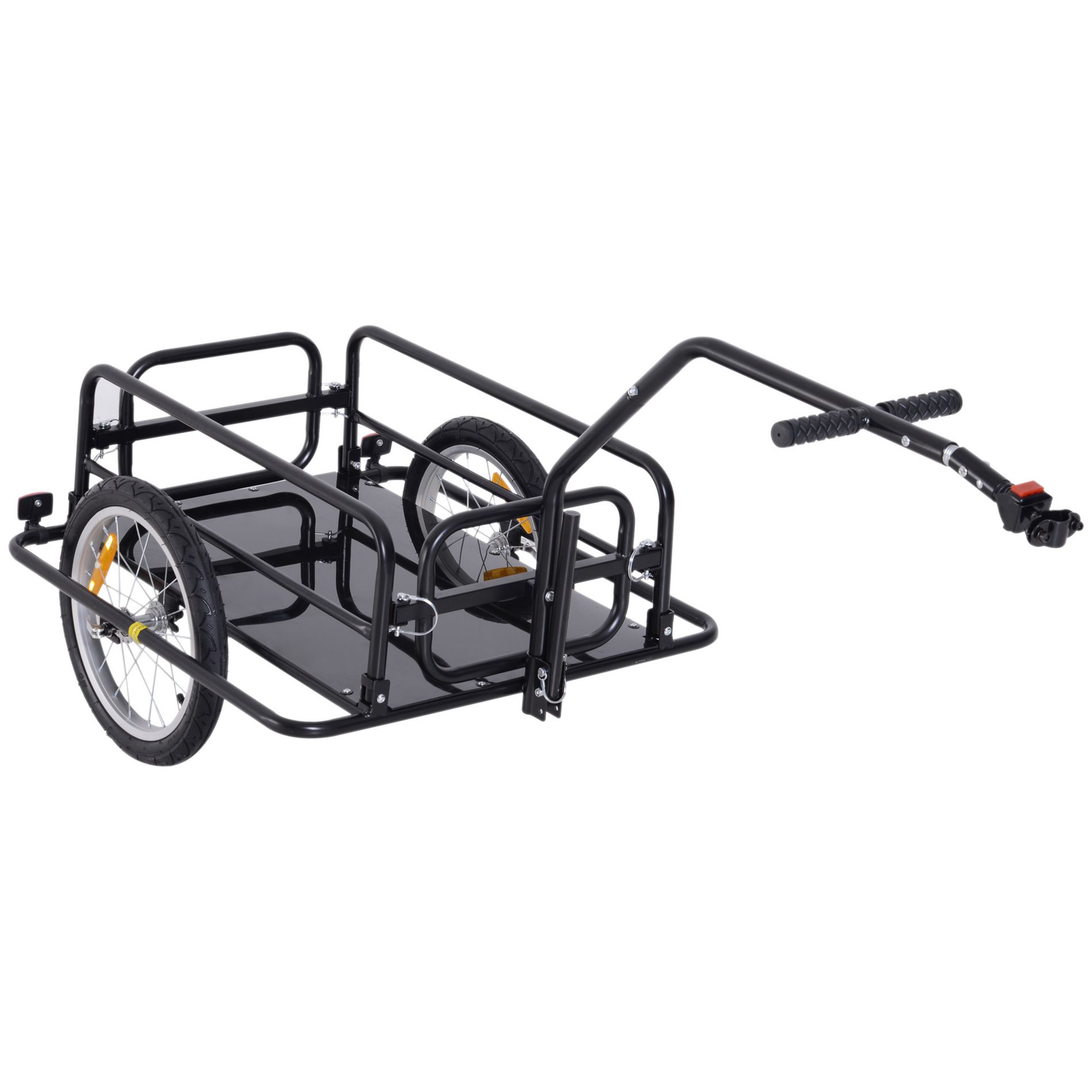Aosom Foldable Bike Cargo Trailer Cart with Hitch, 88 lbs. Capacity, 16" Wheels, Black