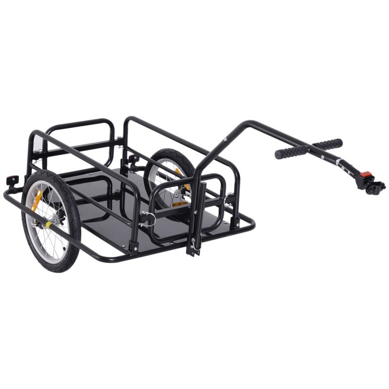 Aosom Foldable Bike Cargo Trailer Cart with Hitch, 88 lbs. Capacity, 16' Wheels, Black, 1 of 10