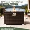 40,000 BTU Propane Gas Fire Pit Table, Square Dark Brown Rattan Wicker Firepit with Glass Rocks, Outdoor Patio Gas Table for Deck, Garden - 2 of 4