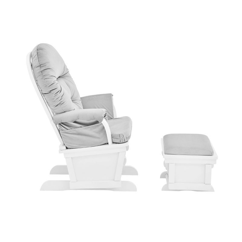 Suite Bebe Madison Glider and Ottoman - White Wood and Gray Fabric, 5 of 6
