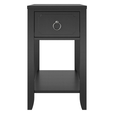 Majesty Black Narrow Side Table with Sophisticated Storage