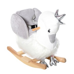 Qaba Rocking Horse, Kids Ride on Horse Swan Rocker with Sound, Plush Seat, Wooden Base, Safety Belt for Toddlers 18-36 Months, White - 1 of 4
