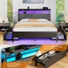 Greenstell Full Size Bed Frame with RGB LED Lights & Charging Station, Upholstered Headboard with 4 Storage Drawers, Heavy Duty Metal Slats, Grey - 4 of 4