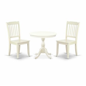 3-Piece Linen White Finish Solid Wood Top - Dining Room Set - Seats 4 - 1 of 4