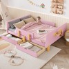 TIRAMISUBEST Twin/Full Size Platform Bed with Storage Drawers, Solid Wood Kids Bed Frame with Small Shelf & Hooks - 2 of 4