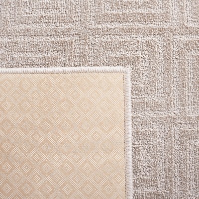 Beige Hand-Knotted Synthetic Rectangular Area Rug