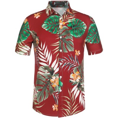 Lars Amadeus Men's Summer Floral Print Short Sleeve Button Down Beach Hawaiian Casual Shirt