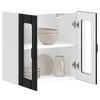 CLIHOME 2 Doors Contemporary Kitchen Wall Storage Cabinet Engineered Wood and Glass - 3 of 4