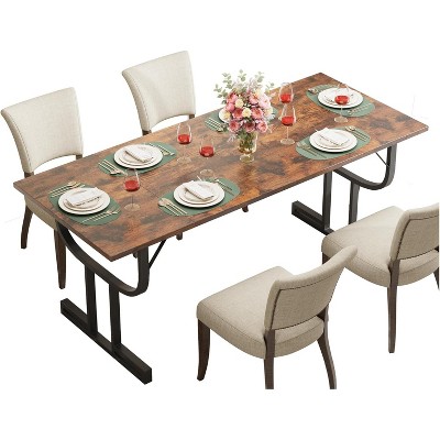 71 Inch Large Rectangular Dining Table for 4-6 People,Dining Room Furniture for Apartments, Vintage, Easy Assembly