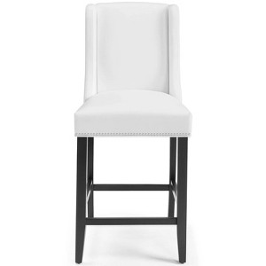 Baron Faux Leather Counter Height Barstool White - Modway: Elegant Back, Nailhead Trim, Wood Frame - 1 of 4