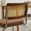 Kumasinova Mid-Century Modern Dining Chairs Set of 2,Linen Upholstered Armless Office Chairs with Stainless Chrome Base&Rattan Back,360lbs Max - 4 of 4