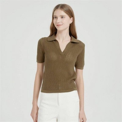 Women's Short Sleeve Johnny Collar Pullover Sweater - A New Day™