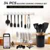 Itopfox 34-Piece Silicone Cooking Utensil Set with Wooden Handles Heat Resistant Kitchen Tools for Nonstick Cookware Includes Spatulas, Spoons, Tongs - 3 of 4