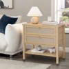 Nightstand Set of 2, Rattan Bedside Table with 2 Drawers, Sofa Side Table for Small Spaces, Narrow Bedside Table, Accent End Table for Living Room - 2 of 4