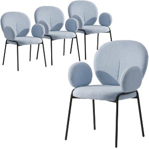 Leisuremod Celestial Series Boucle Dining Arm Chair with Black Frame, Set of 4 - 1 of 4