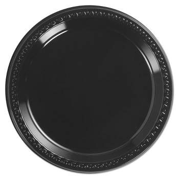 Chinet Heavyweight Plastic Plates, 9" dia, Black, 125/Pack, 4 Packs/Carton