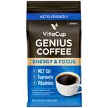 VitaCup Genius Ground Coffee w/ KETO MCT Oil, Turmeric, & B Vitamins (Energy & Focus) Medium Roast - 10oz