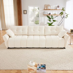 Large 3-Seater Sofa for Living Room, 110.2" Chenille Fabric Couch with Tufted Back, High-Resilience Foam and 2 Pillows – Cuddlewood - 1 of 4