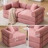 Modular Corduroy Sofa Bed for Apartment with Folding Mattress, Removable Armrests, and No Assembly Required - 3 of 4