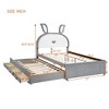 CAVINAS Full Bed Frames for Kids, Bed Frame with Rabbit-Shaped Headboard, Upholstered Platform, Trundle and 3 Drawers, Embedded LED Lights, Gray - 3 of 4