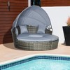 Resenkos 4 Pieces Round Rattan Daybed, Outdoor Sectional Furniture, Polyethylene Rattan, Light - 3 of 4