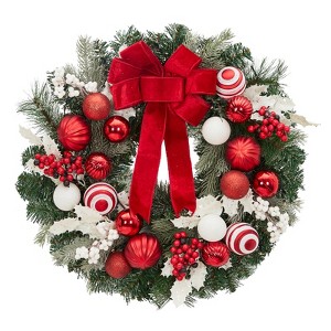 Christmas Wreath, Artificial Christmas  Wreaths, Xmas Wreath with Pine Cone and Berries, Xmas Decorations for Windows, Wall, Mantel,  Front Door - 1 of 4