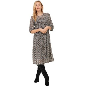 ellos Plus Size Sheer Overlay Tiered Dress - 1 of 4