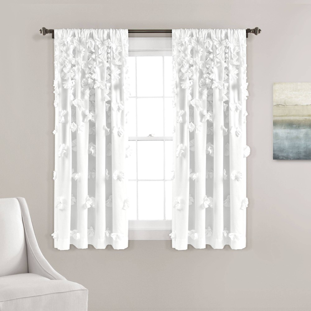 Photos - Curtains & Drapes 84"x54" Riley Sheer Window Curtain White - Lush Décor