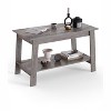 31.5" Industrial Farmhouse Coffee Table with 2-Tier Storage, Rustic Wooden Finish Side Tables for Living Room and Bedroom, Narrow Space-Saving Design - 3 of 4