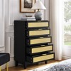 VYNXARIA Bedroom 5 drawer dresser, rattan dresser modern wooden chest of drawers with spacious storage space for bedroom hallway living room - 2 of 4