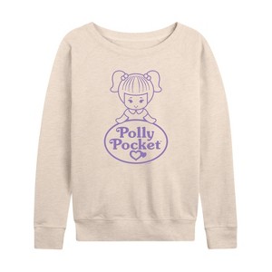 Women's - Polly Pocket - Logo And Doll Lightweight French Terry Wide Neck Long Sleeve Shirt - 1 of 4