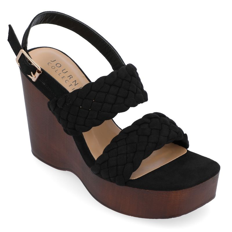 Journee Collection Womens Ayvee Tru Comfort Foam Buckle Platform Wedge Sandals, 1 of 10