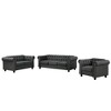 6 Seater 3pcs Linen Chesterfield Couches, Armchair Loveseat Sofa Set Tufted Couch for Living Room -Morden Fort - 2 of 4