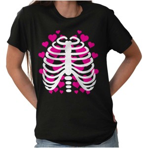 Halloween Skeleton Rib Cage Hearts Womens Graphic T Shirt Tees Brisco Brands - 1 of 4