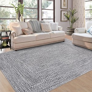 Modern Braided Print Area Rug Machine Washable Rug Stain Resistant Indoor Carpet With Non-Slip Backing Non Shedding Low Pile Floor Cover - 1 of 4
