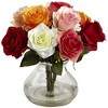 Nearly Natural Rose Arrangement with Vase, Burgundy - 3 of 4