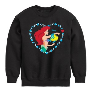 Boys' - Disney - Ariel Heart Graphic Long Sleeve Fleece Sweatshirt - 1 of 4