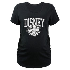 Women's Mickey & Friends Black and White Family Shot Maternity T-Shirt - 1 of 3