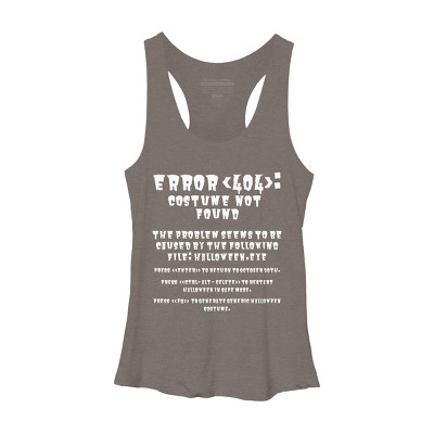 Women's Design By Humans Halloween Error 404 Costume Not Found Apparel, Funny Geeky By khaledned99 Racerback Tank Top