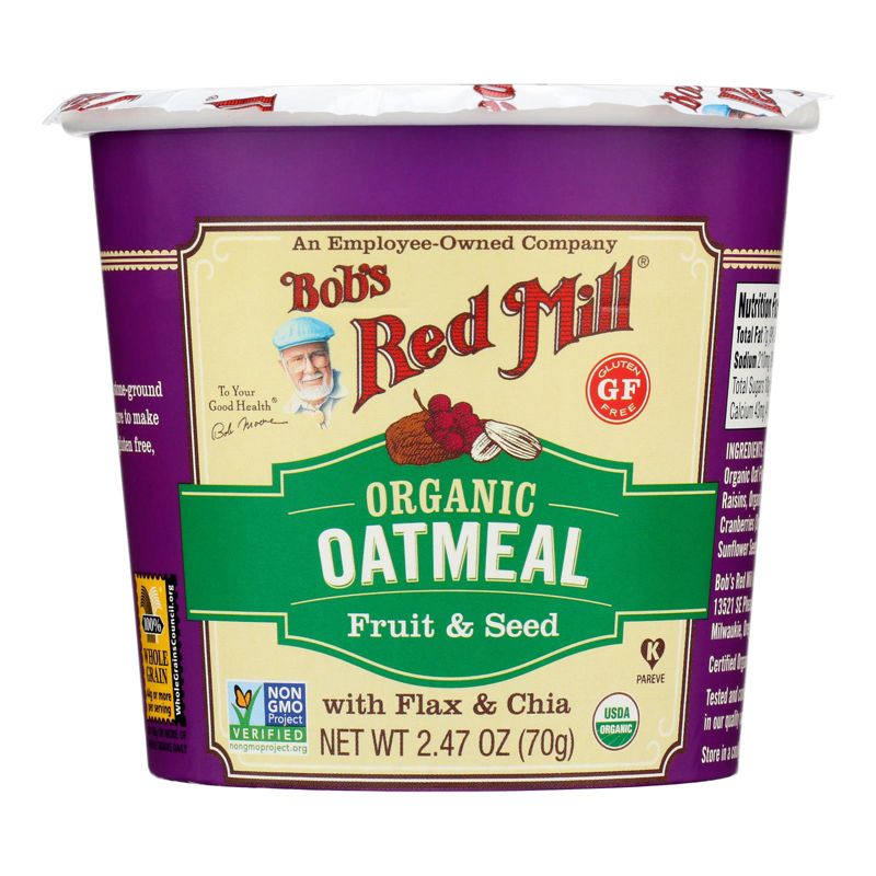 Bob's Red Mill Organic Fruit & Seed Oatmeal Cup - Case of 12/2.47 oz, 2 of 8