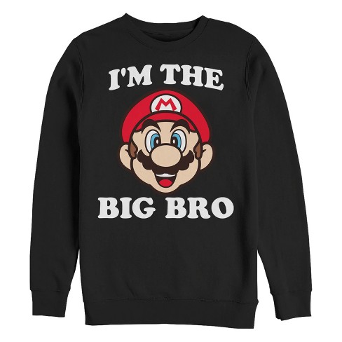 Men s Nintendo Mario Big Brother Sweatshirt Black Medium