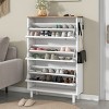 SEVOBAL Cabinet for Entryway with 3 Flip Drawers Sturdy Wood Hidden Freestanding Narrow Slim for Front Door Entrance, White, 18.5"*6.69"*47.64" - 2 of 4